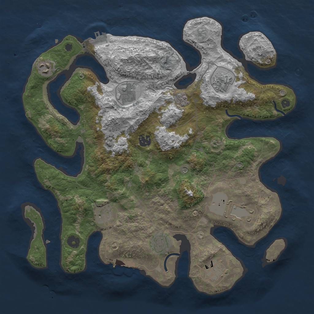 Rust Map: Procedural Map, Size: 3750, Seed: 1546334976, 14 Monuments