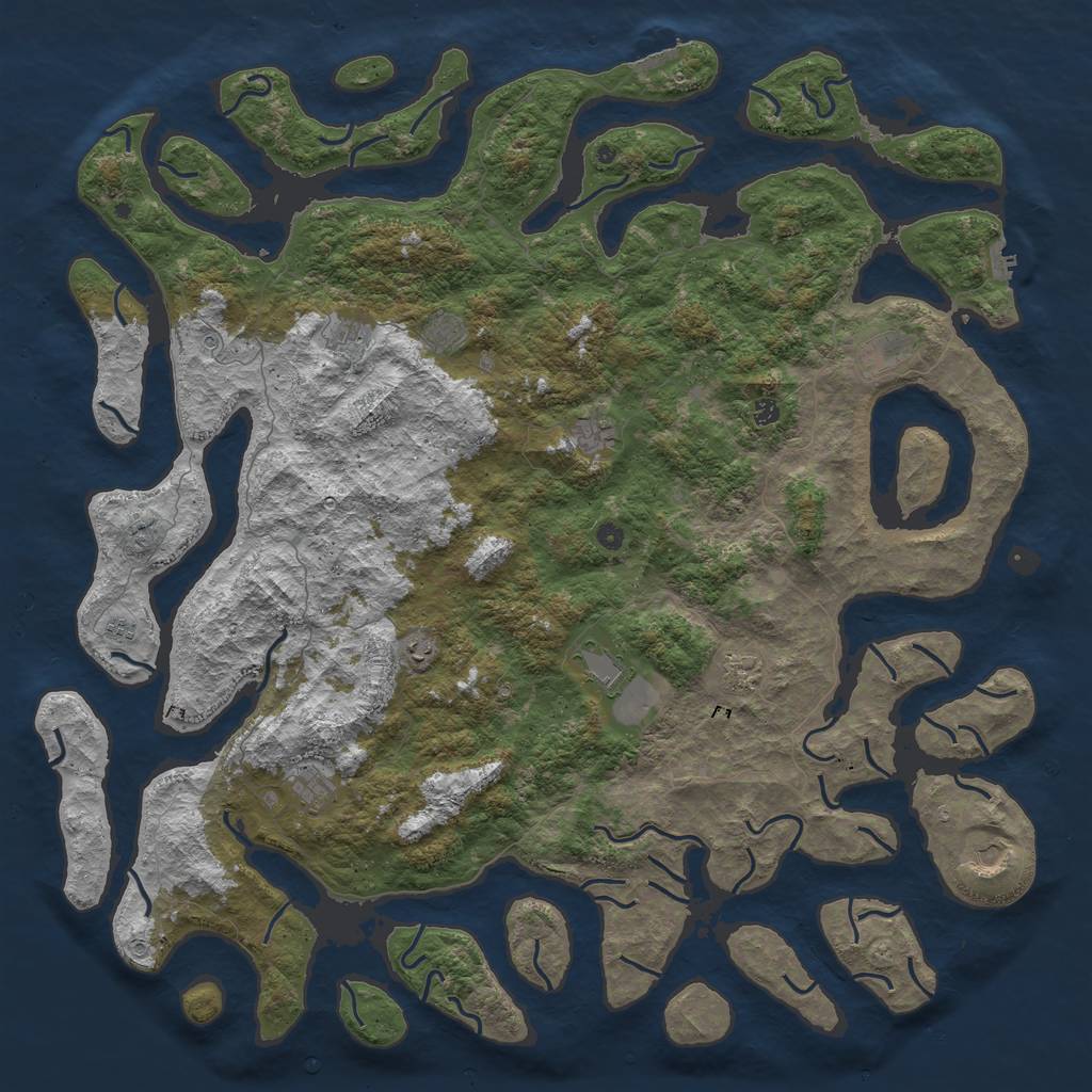 Rust Map: Procedural Map, Size: 6000, Seed: 860317, 16 Monuments