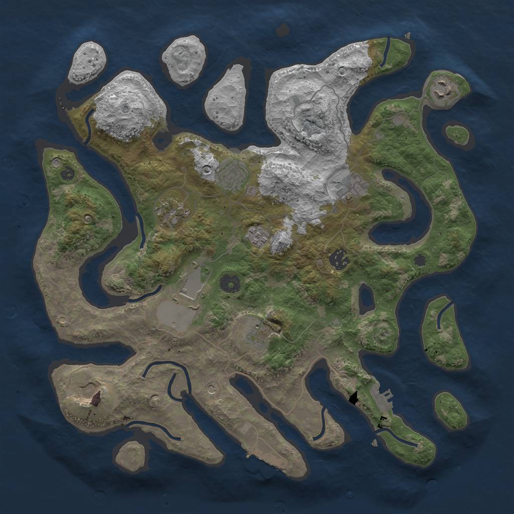 Rust Map: Procedural Map, Size: 3800, Seed: 2005990896, 14 Monuments