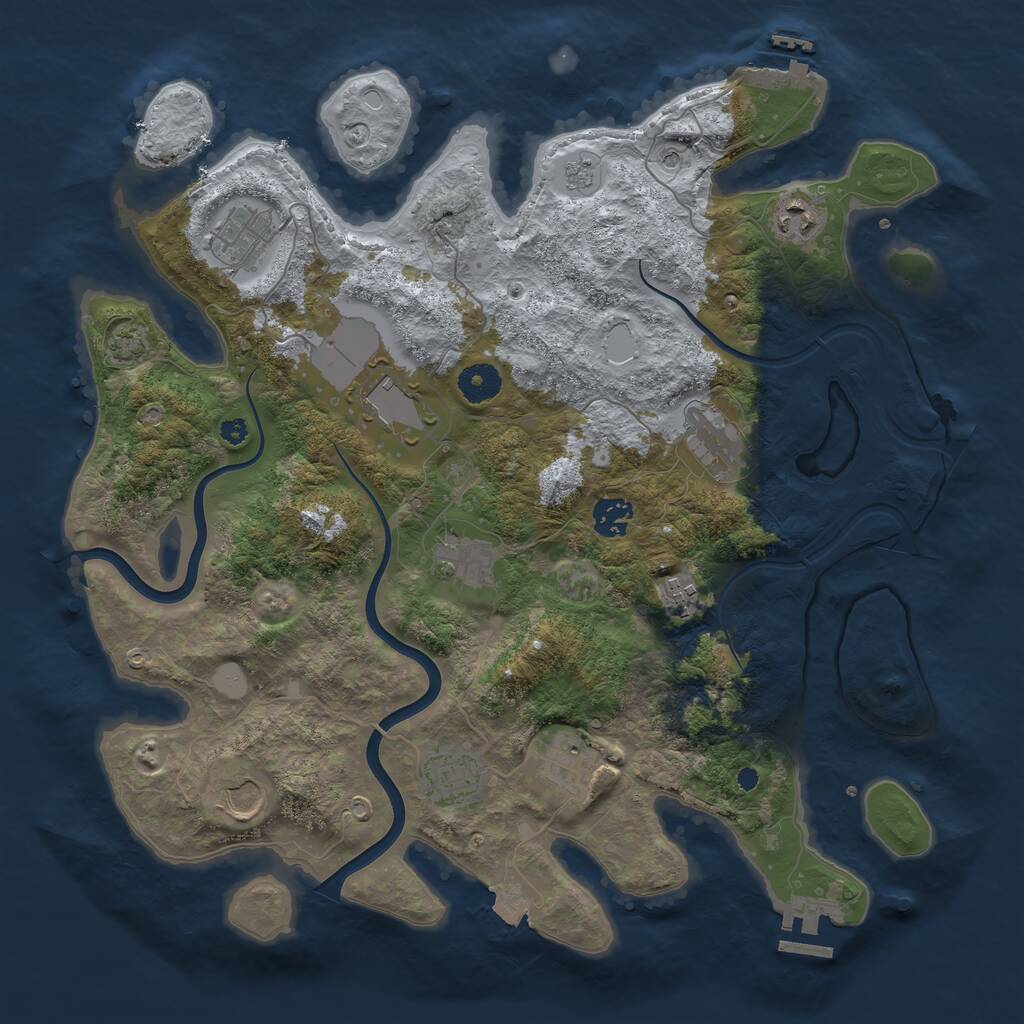 Rust Map: Procedural Map, Size: 3800, Seed: 2005990896, 16 Monuments