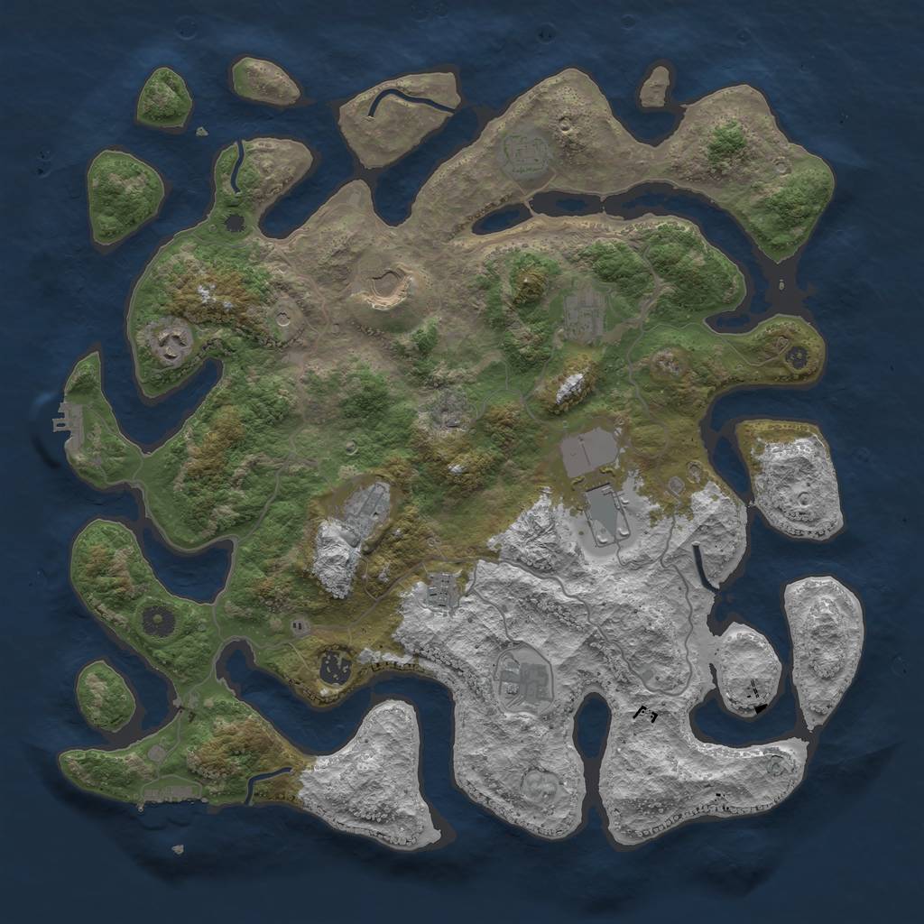 Rust Map: Procedural Map, Size: 4250, Seed: 22725, 14 Monuments