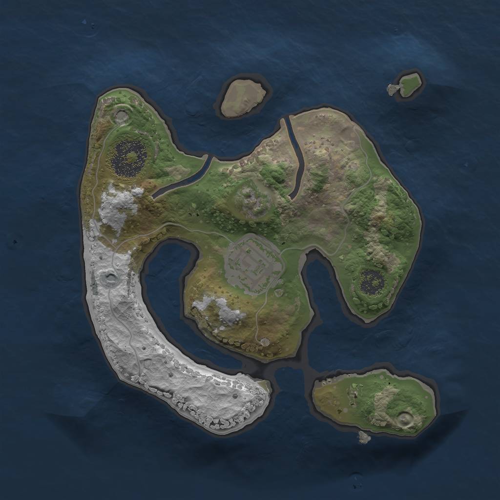 Rust Map: Procedural Map, Size: 2000, Seed: 712375847, 3 Monuments