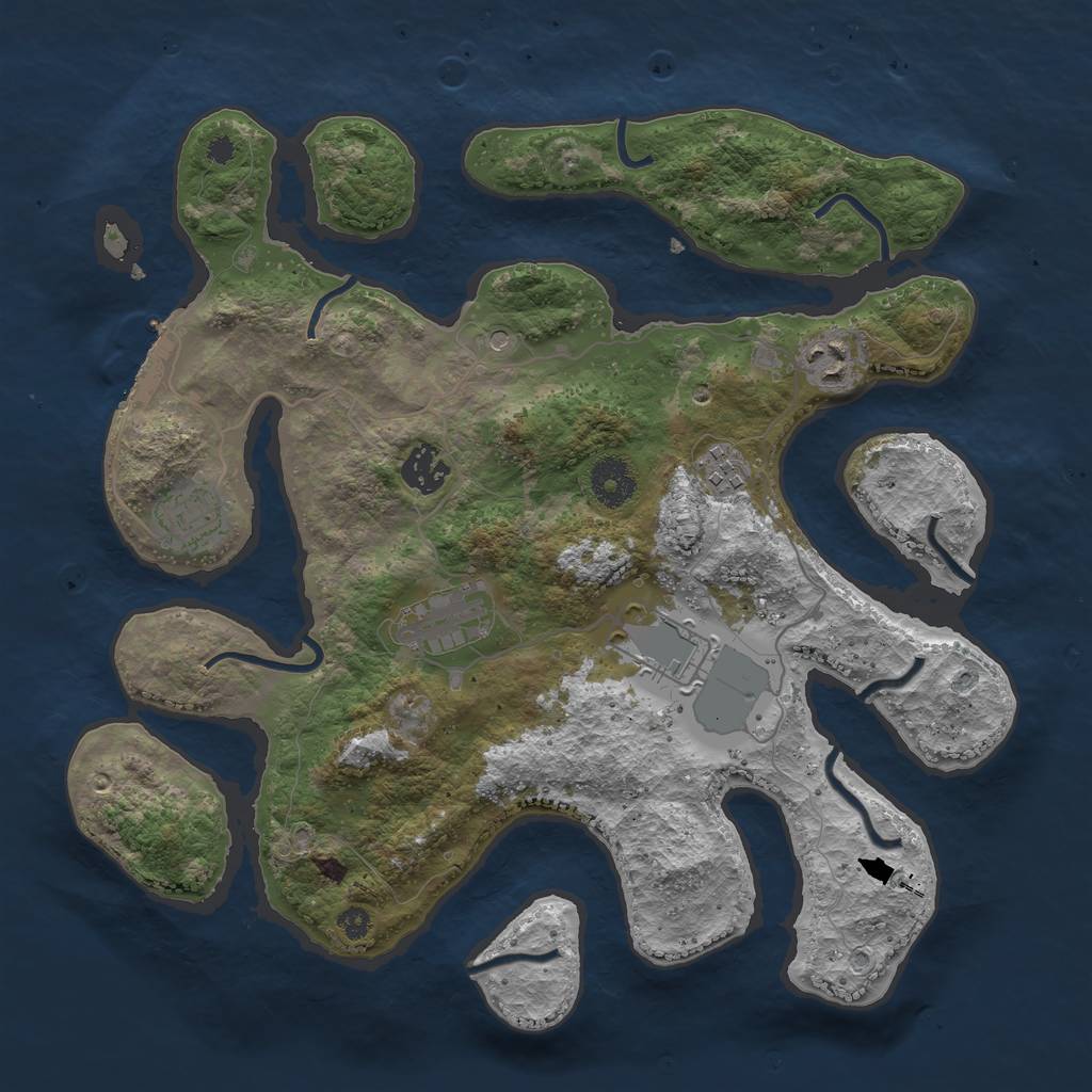 Rust Map: Procedural Map, Size: 3500, Seed: 829901468, 10 Monuments