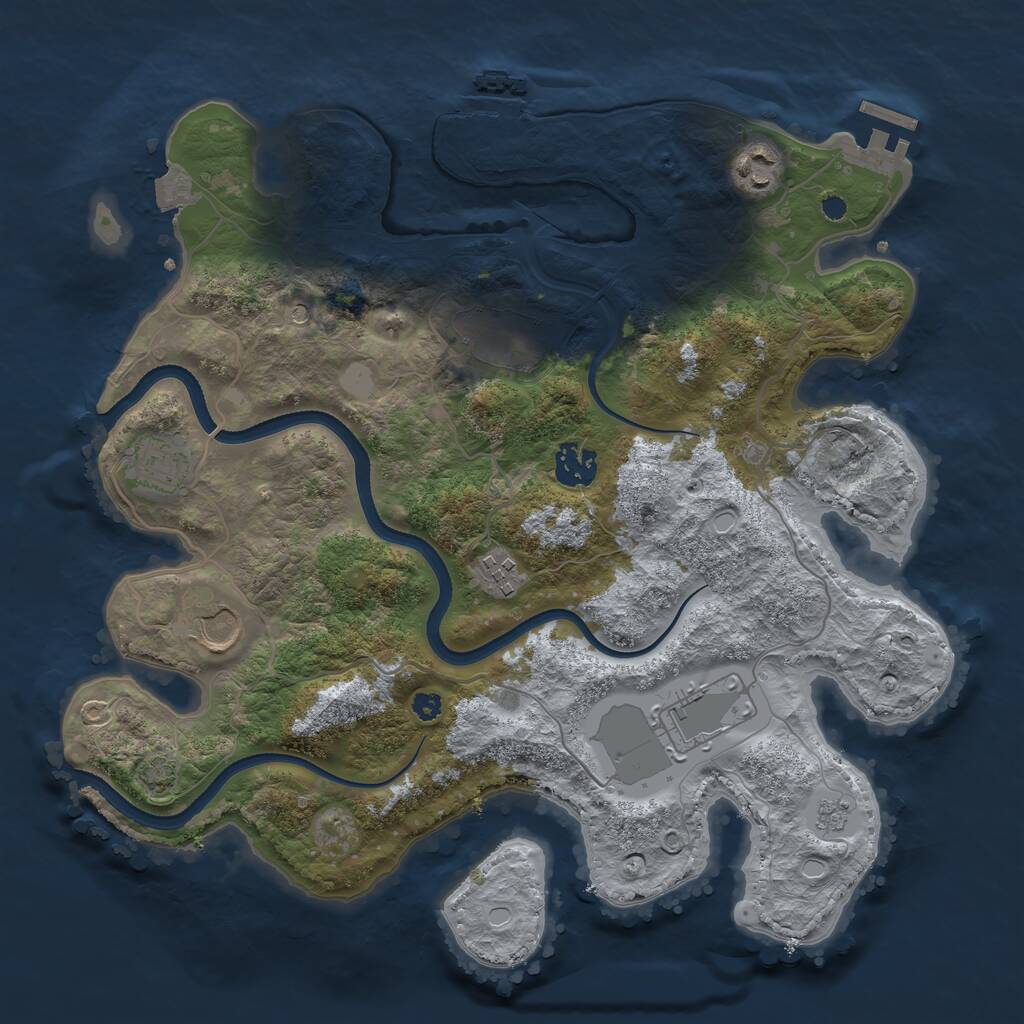 Rust Map: Procedural Map, Size: 3500, Seed: 829901468, 13 Monuments