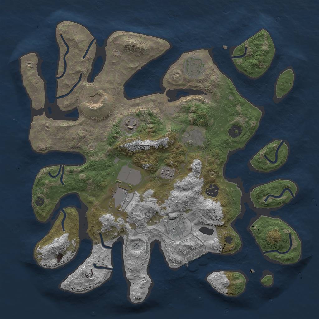 Rust Map: Procedural Map, Size: 3687, Seed: 2000000, 12 Monuments