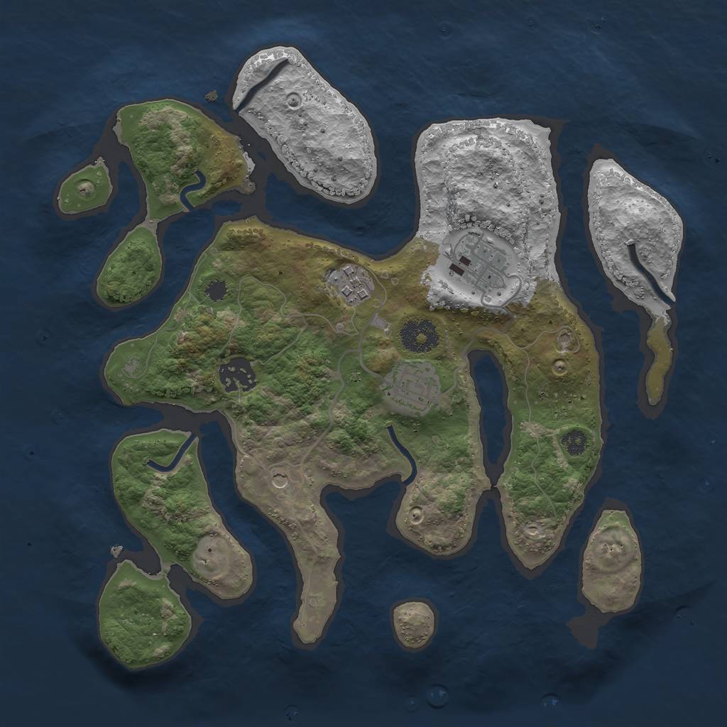 Rust Map: Procedural Map, Size: 3000, Seed: 120621276, 7 Monuments