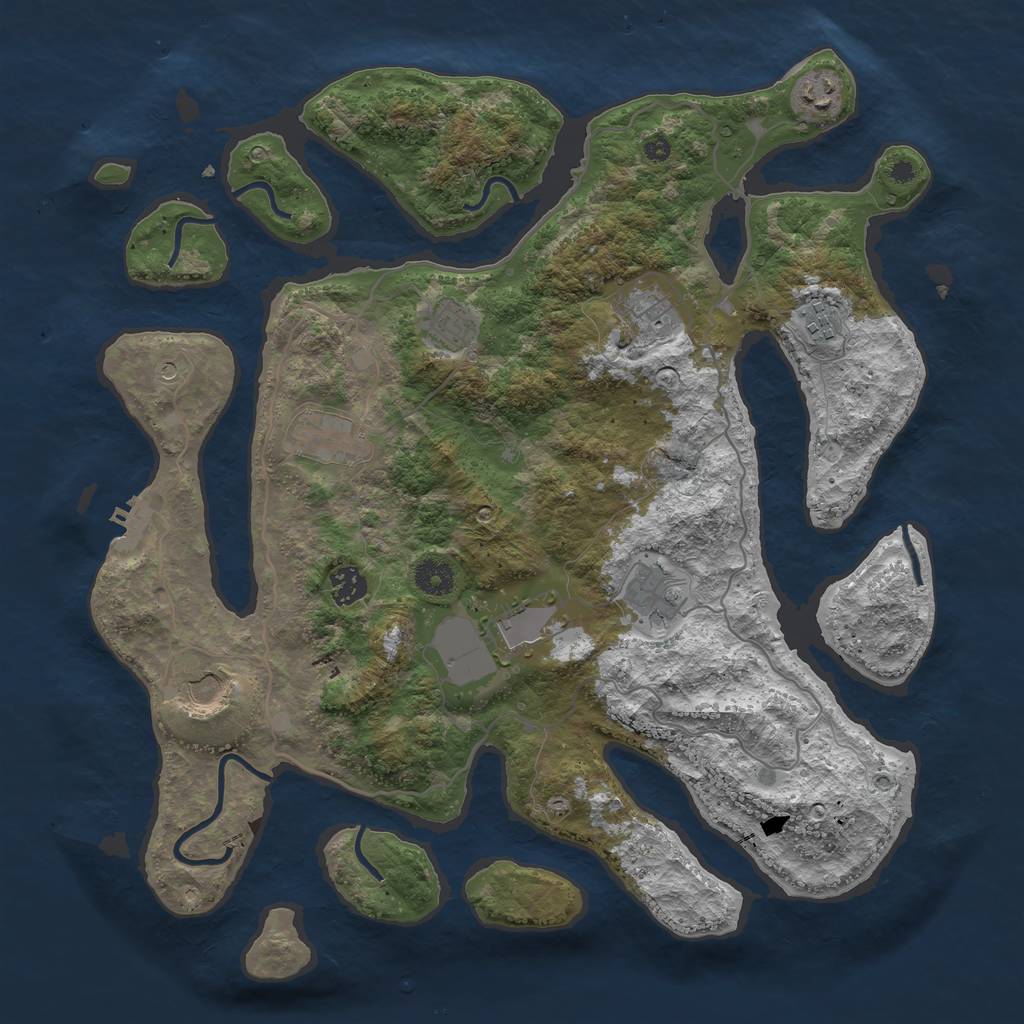 Rust Map: Procedural Map, Size: 4000, Seed: 817463, 13 Monuments