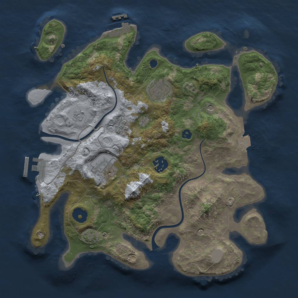 Rust Map: Procedural Map, Size: 3000, Seed: 409101, 10 Monuments