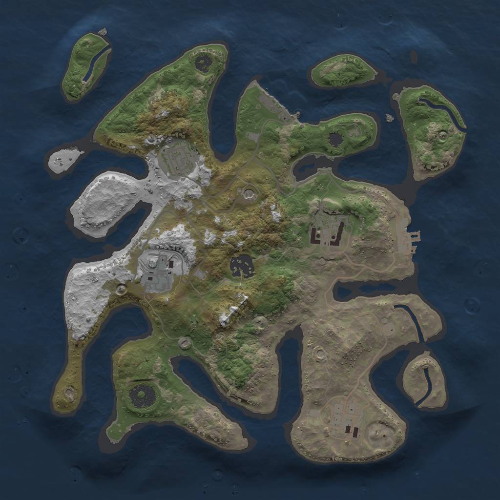 Rust Map: Procedural Map, Size: 3000, Seed: 409101, 10 Monuments