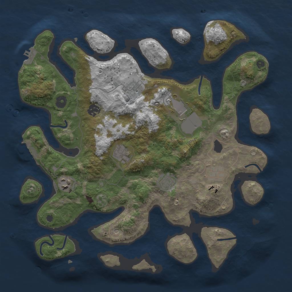 Rust Map: Procedural Map, Size: 3650, Seed: 6386, 12 Monuments