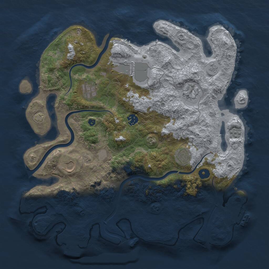 Rust Map: Procedural Map, Size: 3750, Seed: 1344787343, 13 Monuments