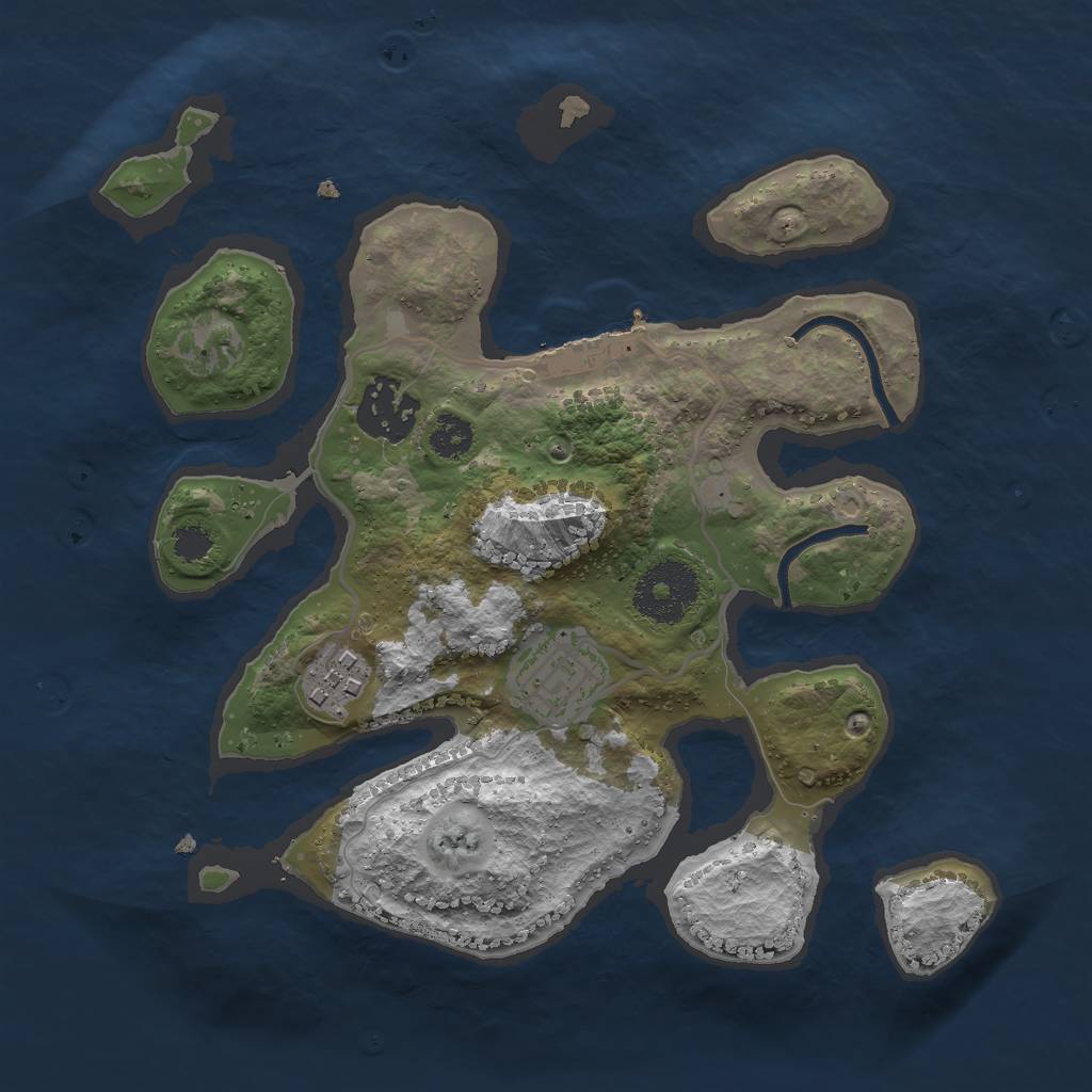 Rust Map: Procedural Map, Size: 2627, Seed: 7267, 6 Monuments