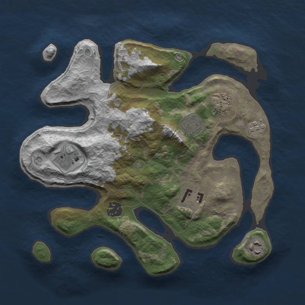 Rust Map: Barren, Size: 3000, Seed: 21672777, 10 Monuments