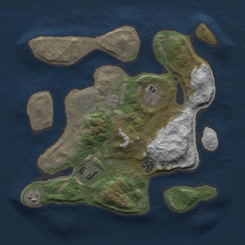 Rust Map: Barren, Size: 3000, Seed: 2411547, 9 Monuments