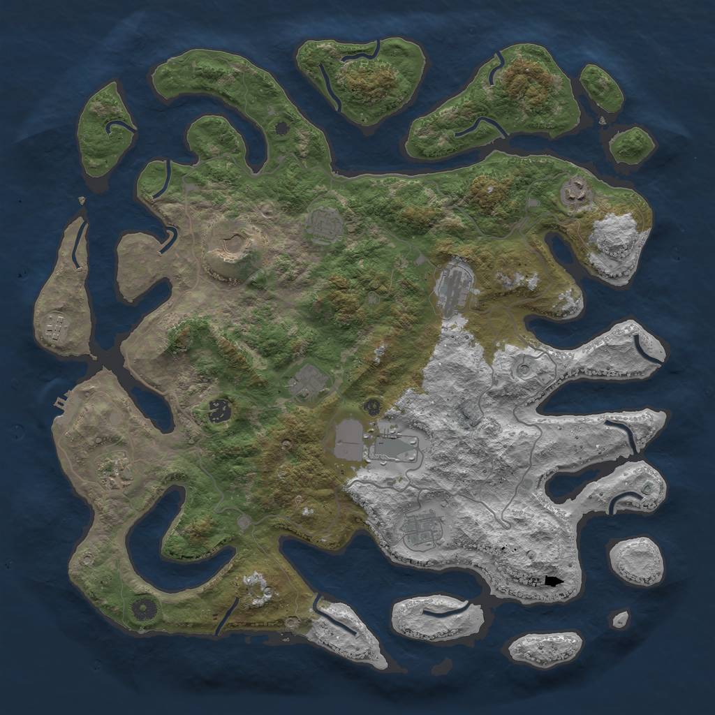 Rust Map: Procedural Map, Size: 4500, Seed: 1118421749, 14 Monuments