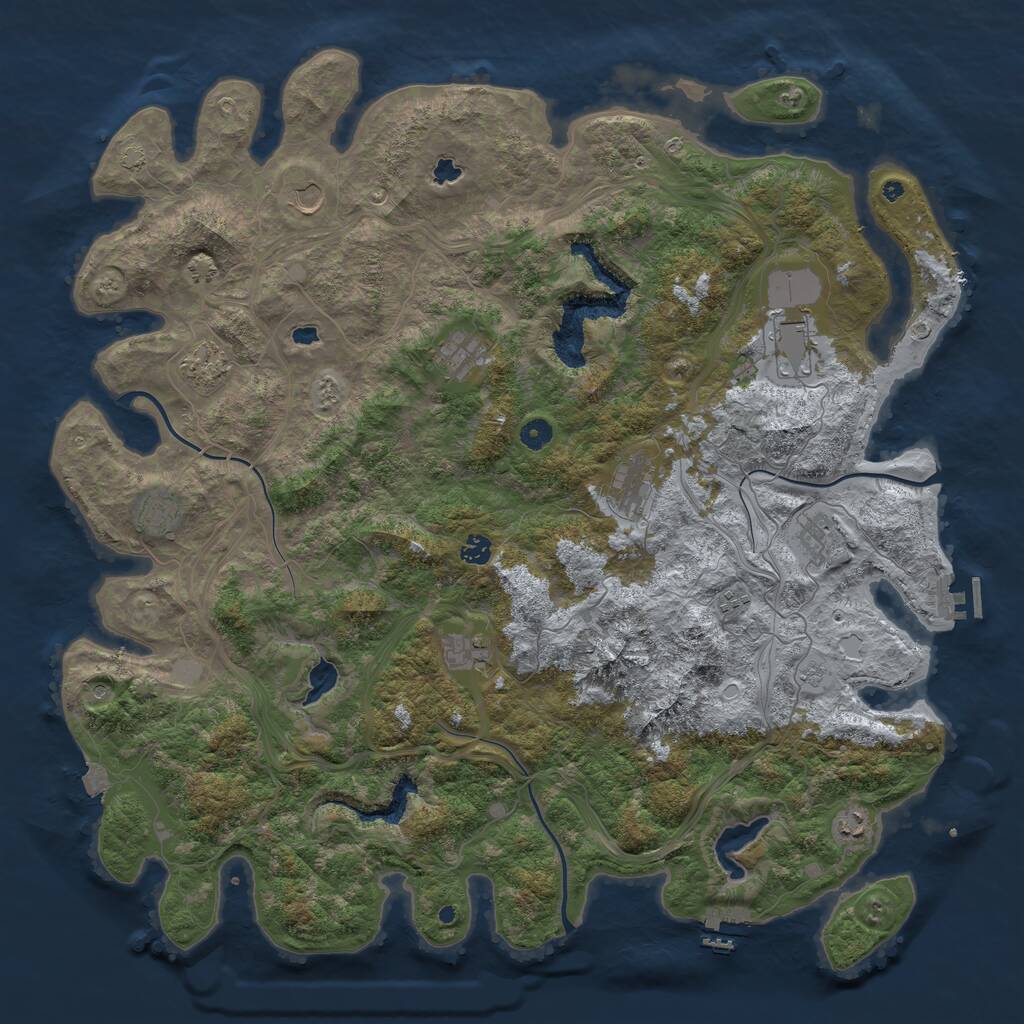 Rust Map: Procedural Map, Size: 5000, Seed: 7377, 17 Monuments