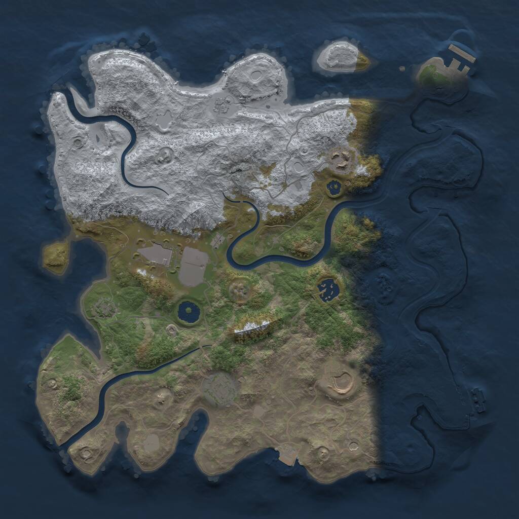 Rust Map: Procedural Map, Size: 3600, Seed: 2063522393, 11 Monuments