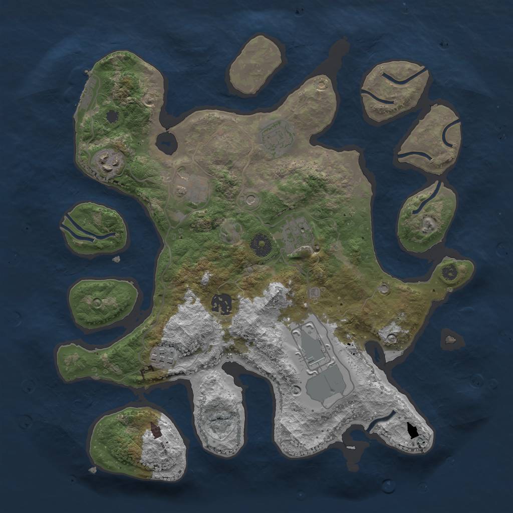 Rust Map: Procedural Map, Size: 3500, Seed: 158634, 11 Monuments