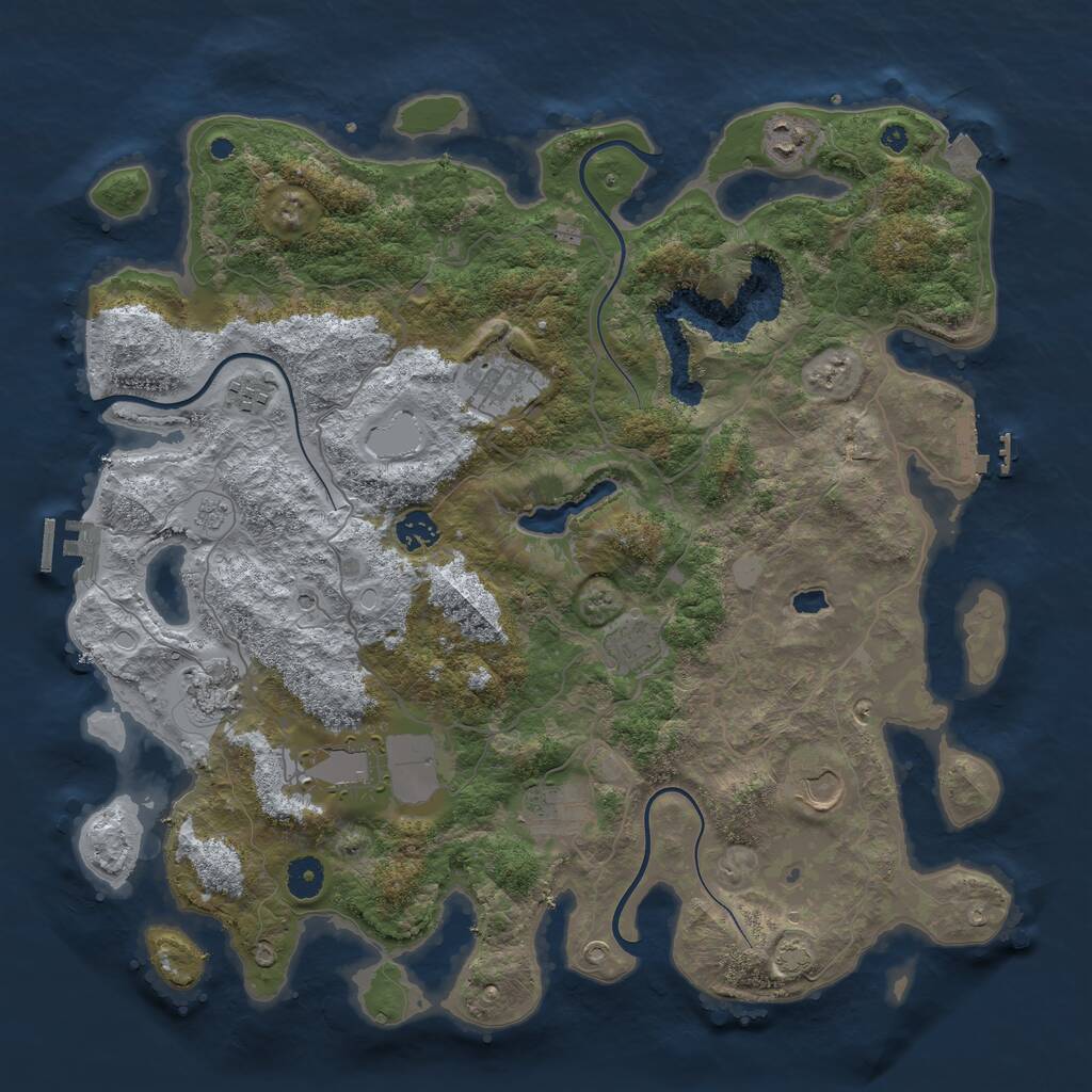 Rust Map: Procedural Map, Size: 4096, Seed: 416845, 15 Monuments