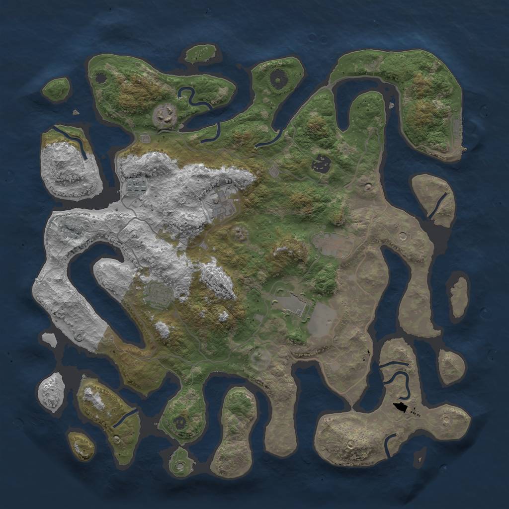 Rust Map: Procedural Map, Size: 4096, Seed: 416845, 11 Monuments