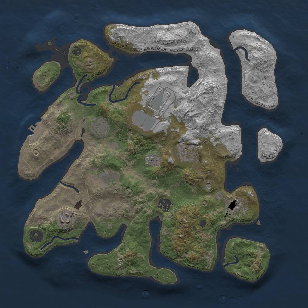 Rust Map: Procedural Map, Size: 3500, Seed: 520927694, 11 Monuments