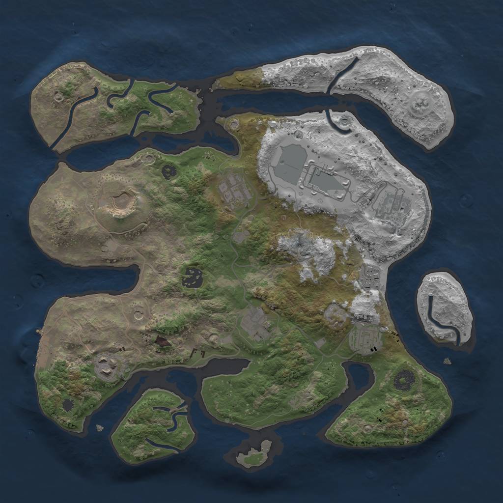 Rust Map: Procedural Map, Size: 3500, Seed: 741223, 13 Monuments