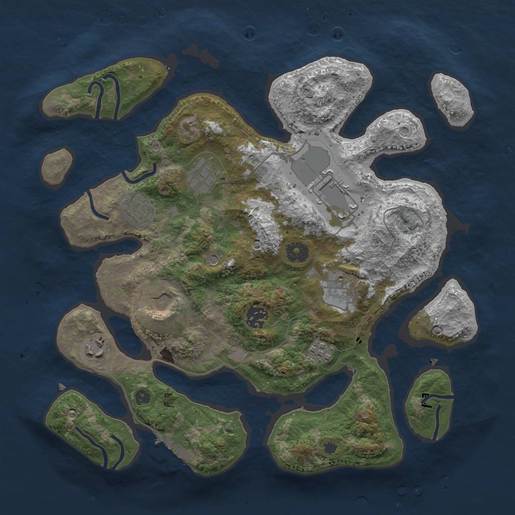 Rust Map: Procedural Map, Size: 3500, Seed: 1844135245, 12 Monuments