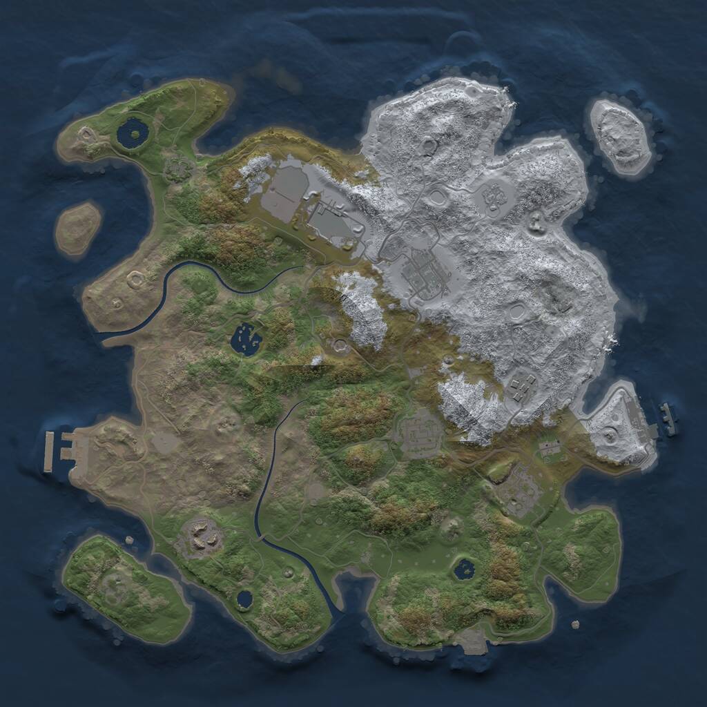 Rust Map: Procedural Map, Size: 3500, Seed: 1844135245, 13 Monuments