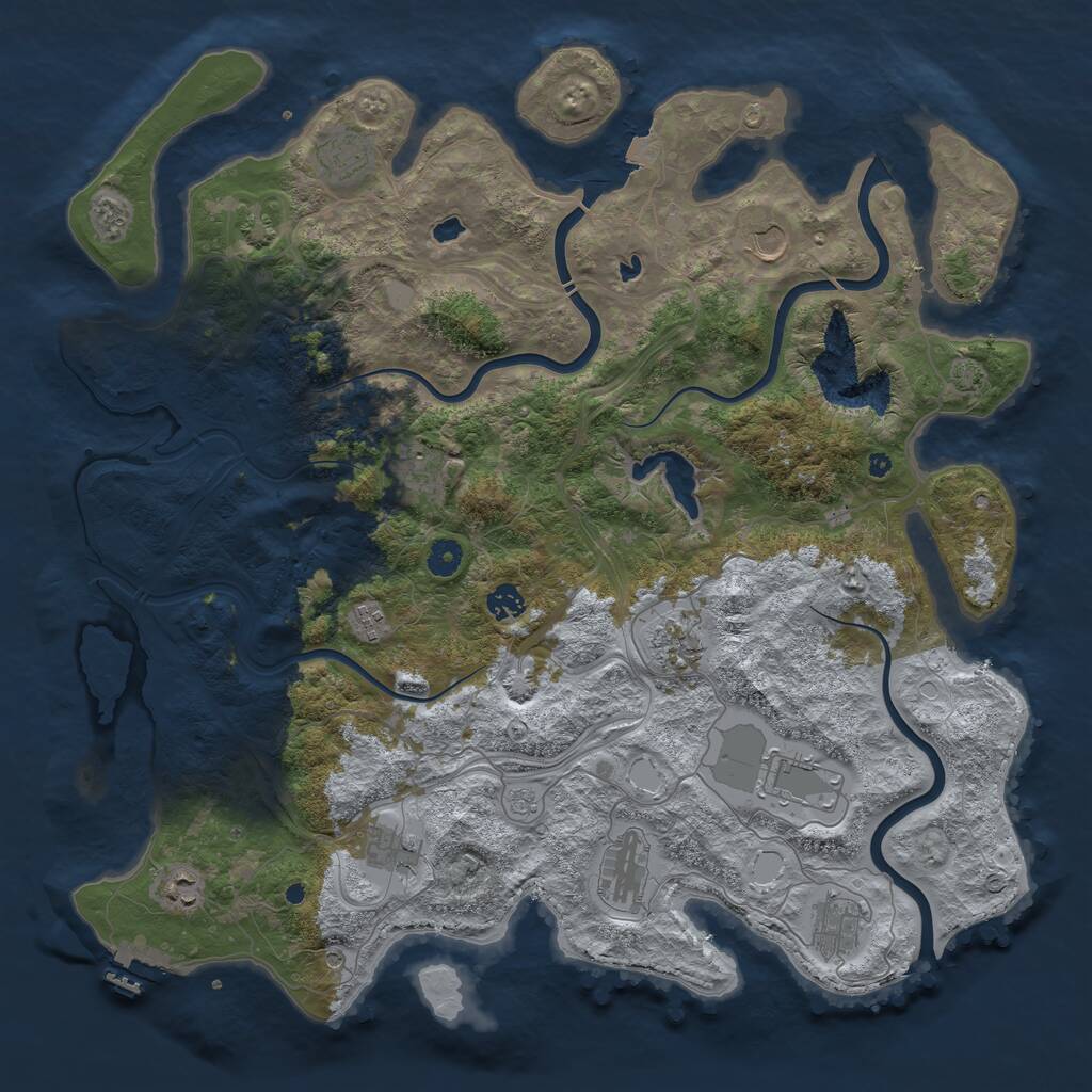 Rust Map: Procedural Map, Size: 4500, Seed: 442397079, 16 Monuments