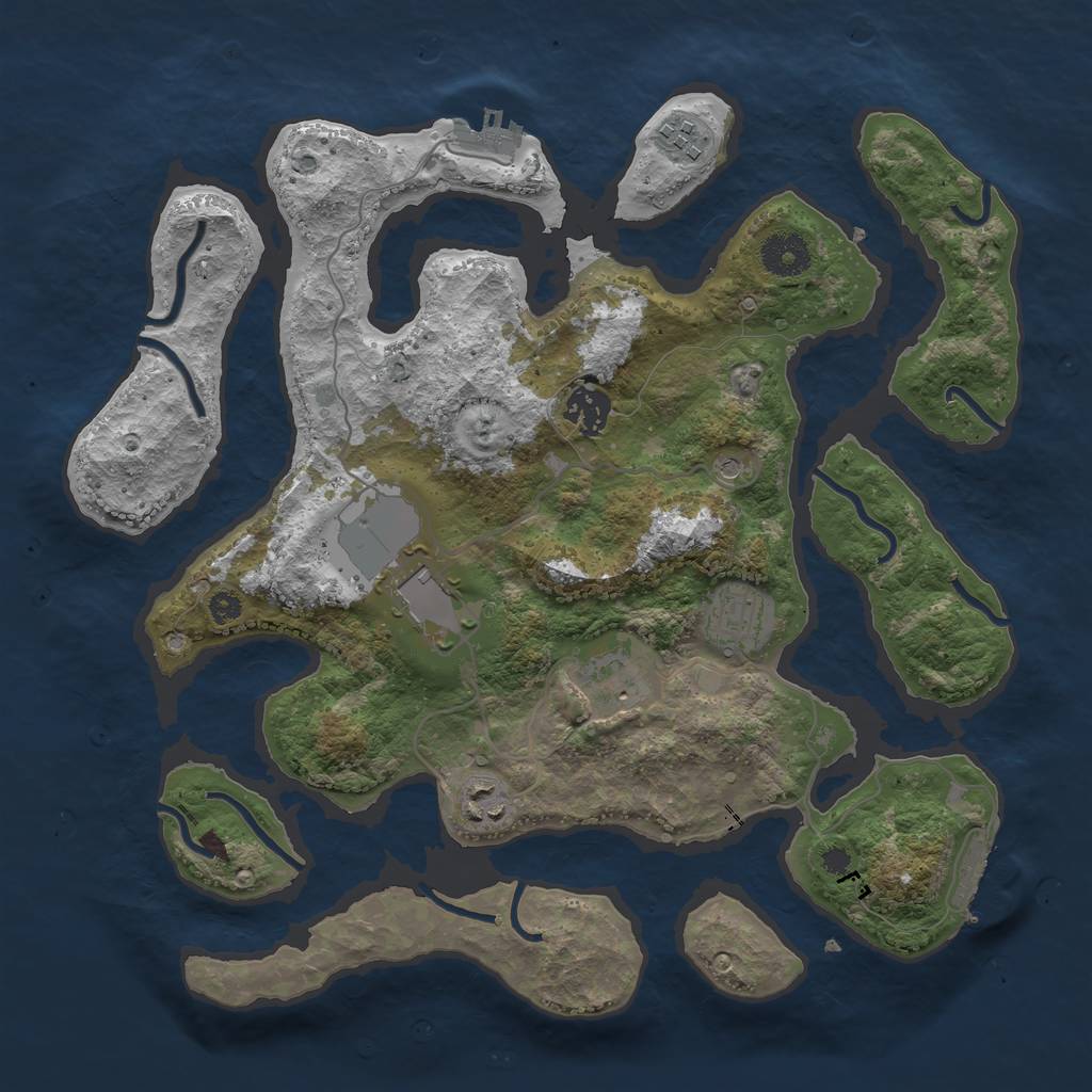 Rust Map: Procedural Map, Size: 3500, Seed: 247353, 11 Monuments