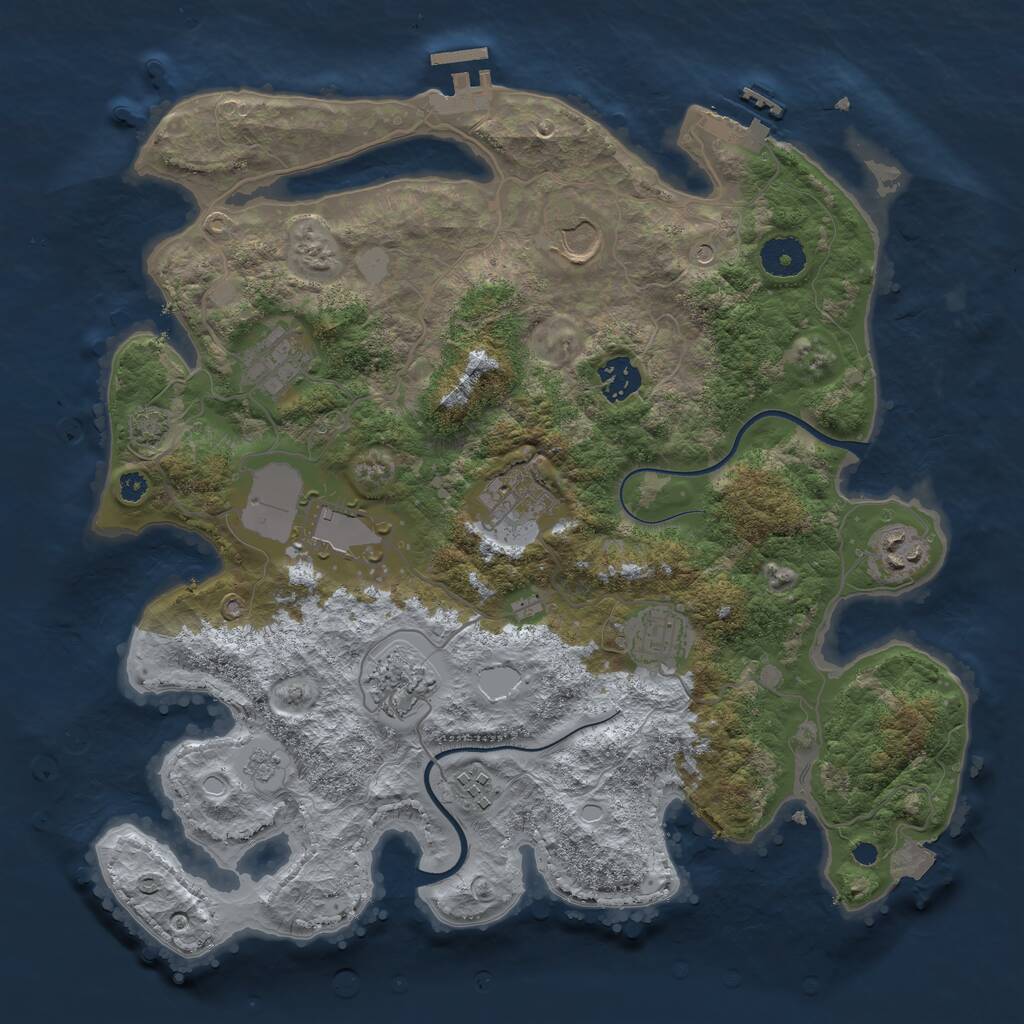 Rust Map: Procedural Map, Size: 3600, Seed: 1549946105, 15 Monuments