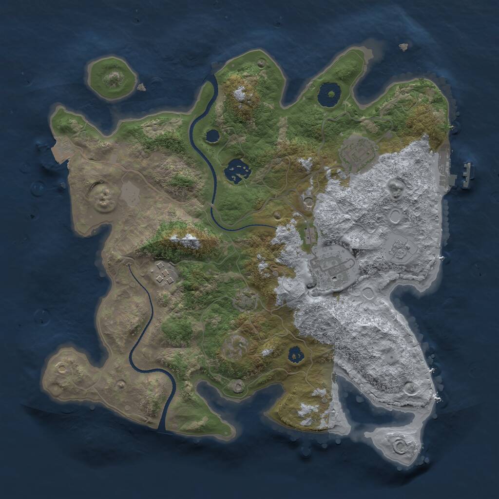 Rust Map: Procedural Map, Size: 3100, Seed: 613173, 9 Monuments