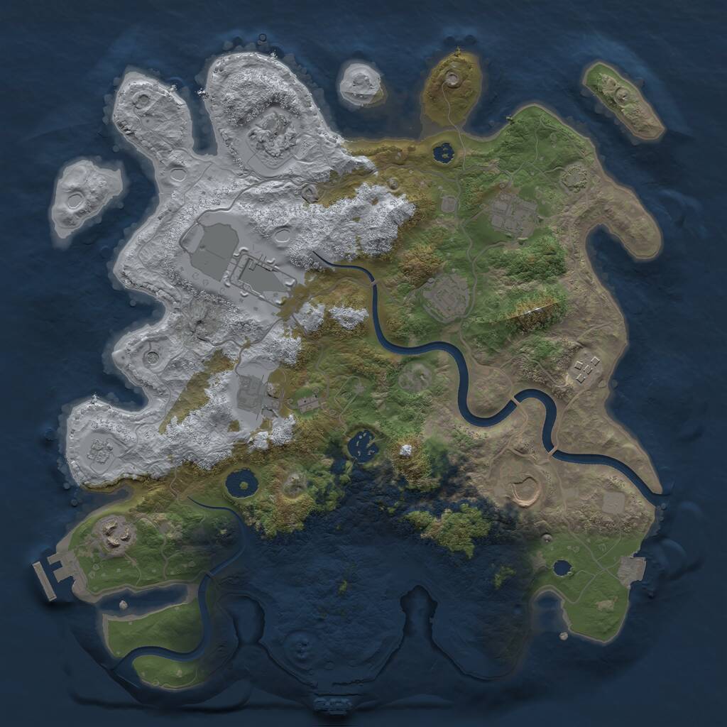 Rust Map: Procedural Map, Size: 3600, Seed: 1821705619, 15 Monuments