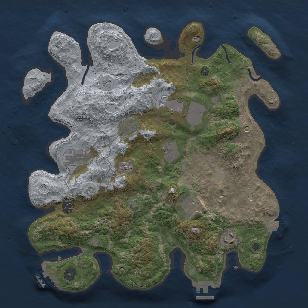 Rust Map: Procedural Map, Size: 3600, Seed: 1821705619, 14 Monuments