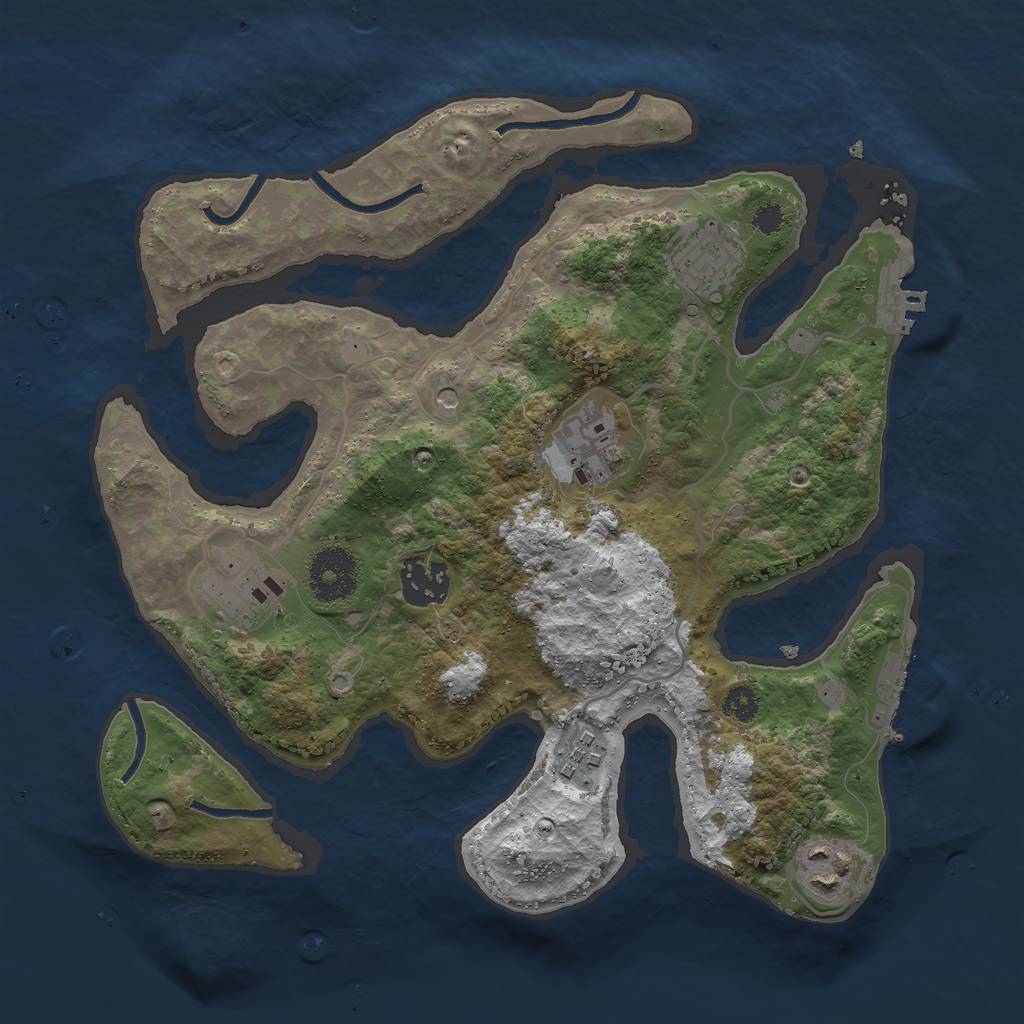 Rust Map: Procedural Map, Size: 3000, Seed: 2422725, 11 Monuments