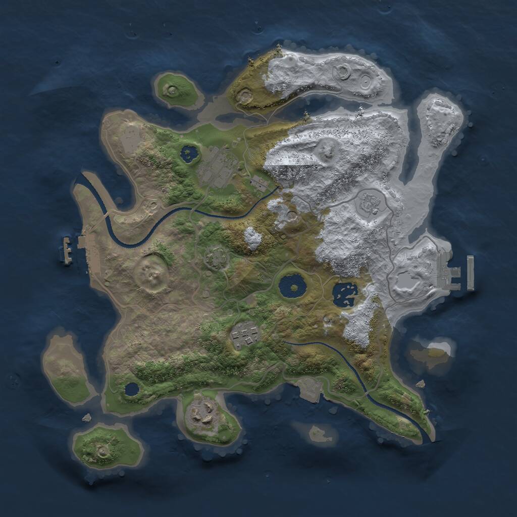 Rust Map: Procedural Map, Size: 3000, Seed: 531084, 10 Monuments