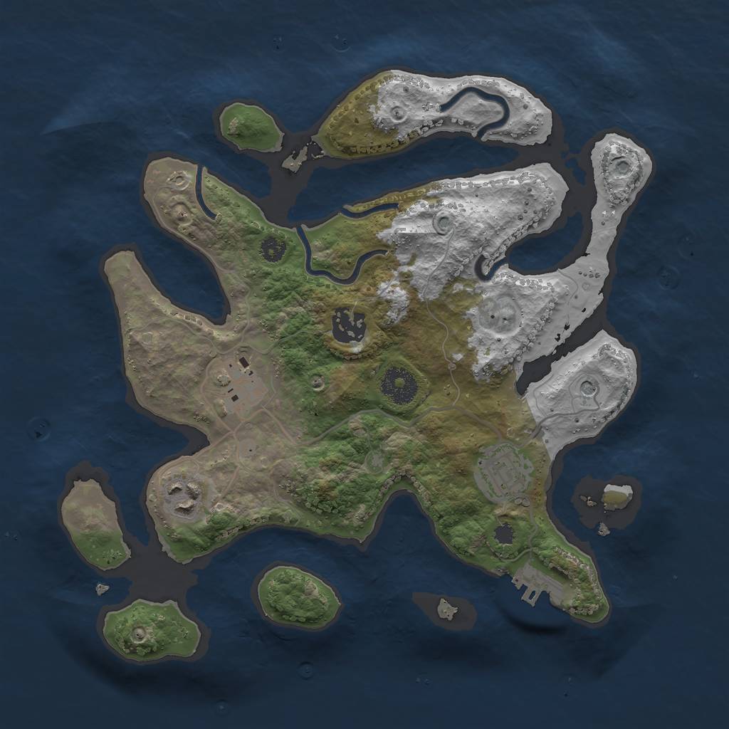 Rust Map: Procedural Map, Size: 3000, Seed: 531084, 8 Monuments