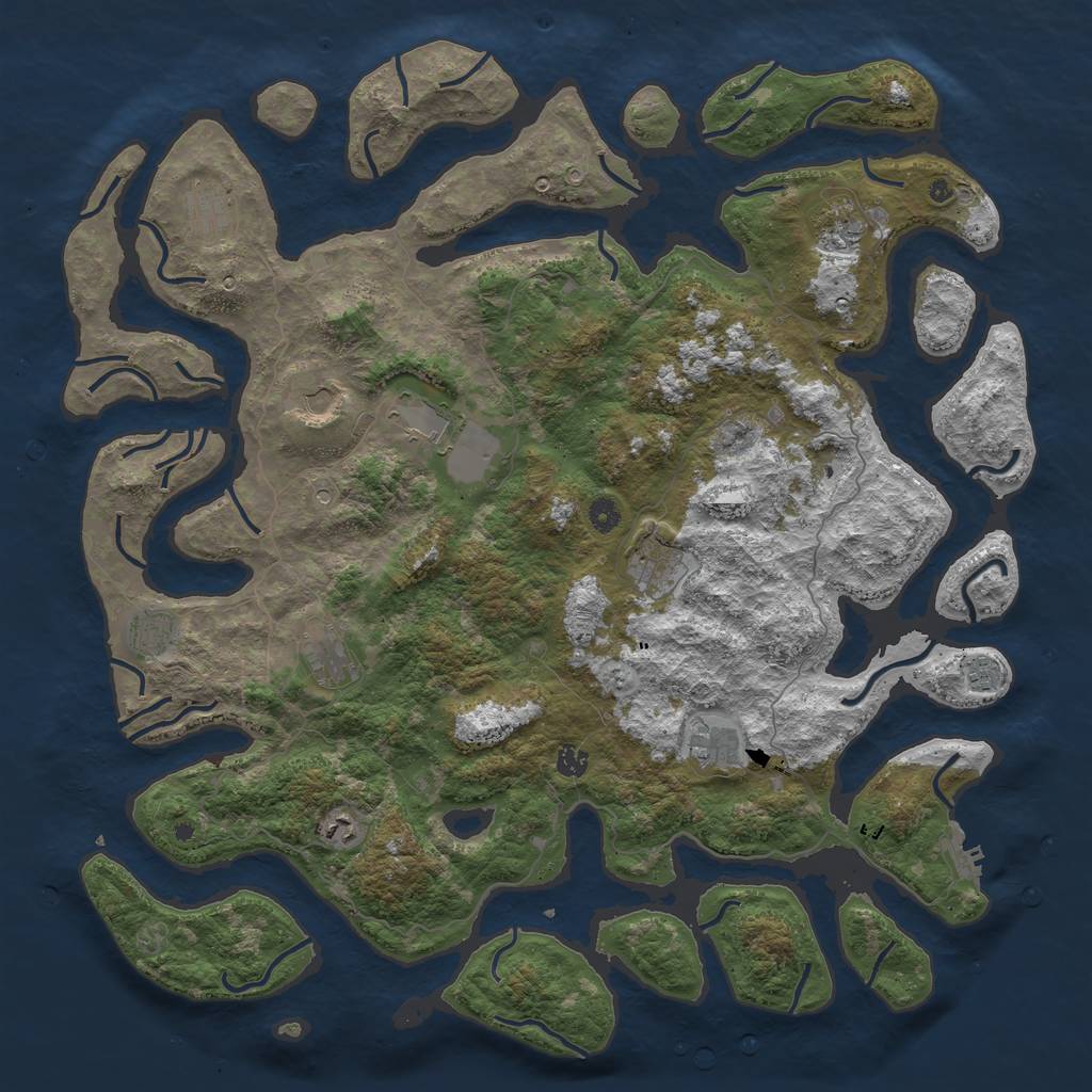 Rust Map: Procedural Map, Size: 5000, Seed: 107152043, 15 Monuments