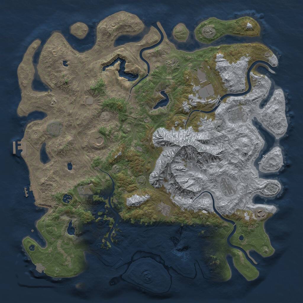 Rust Map: Procedural Map, Size: 5000, Seed: 107152043, 17 Monuments