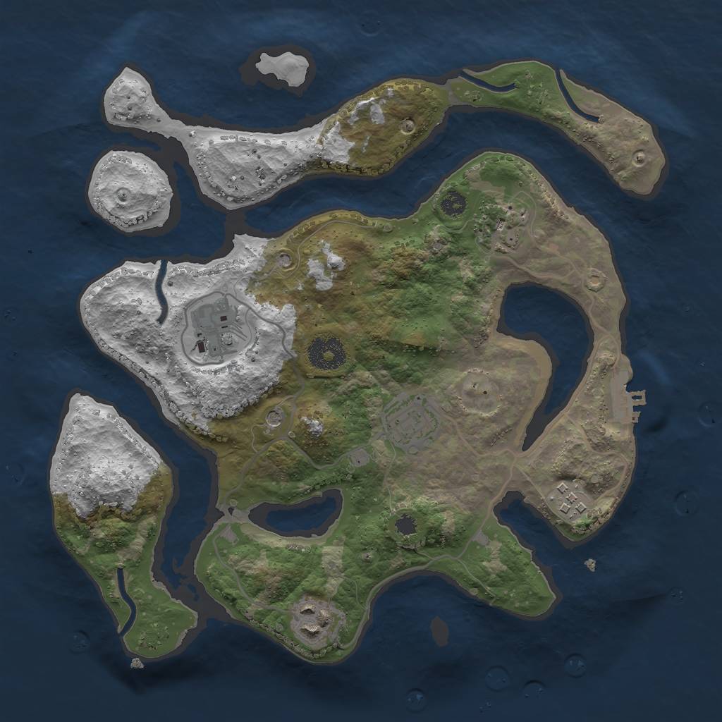 Rust Map: Procedural Map, Size: 3000, Seed: 1580292821, 9 Monuments