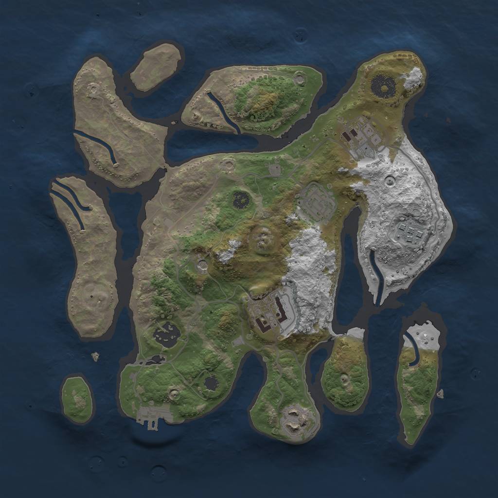 Rust Map: Procedural Map, Size: 3000, Seed: 828768, 10 Monuments