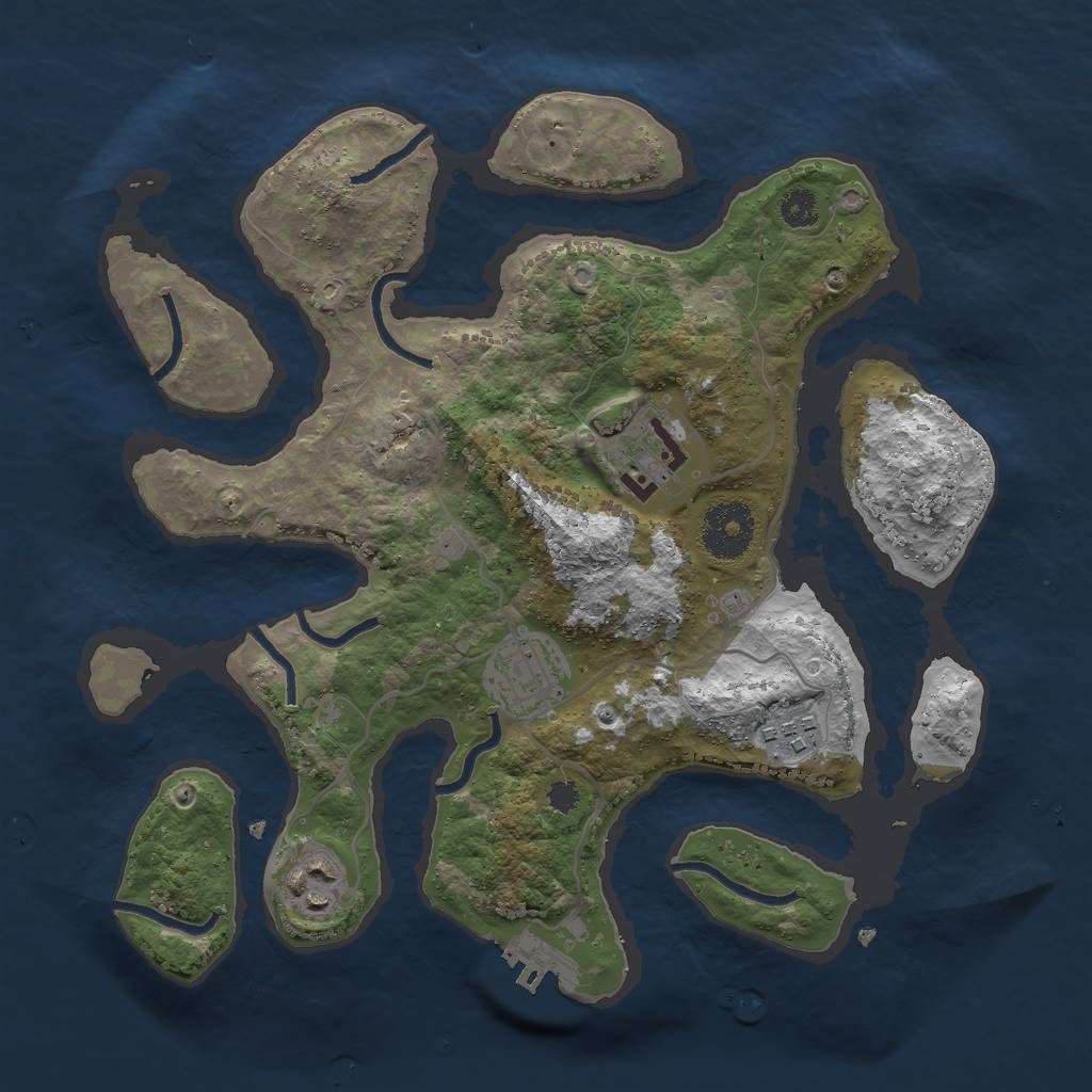 Rust Map: Procedural Map, Size: 3000, Seed: 990384, 7 Monuments