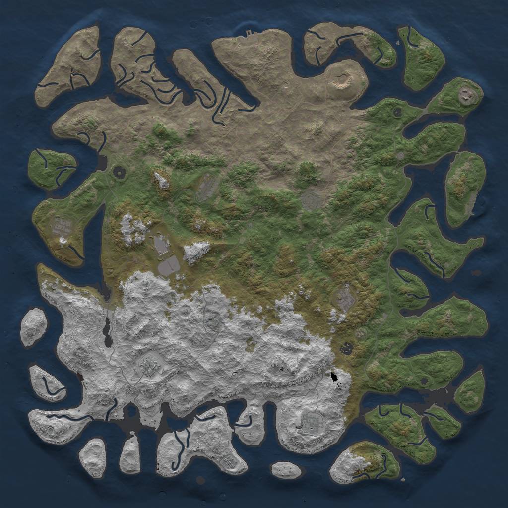 Rust Map: Procedural Map, Size: 6000, Seed: 947843626, 16 Monuments