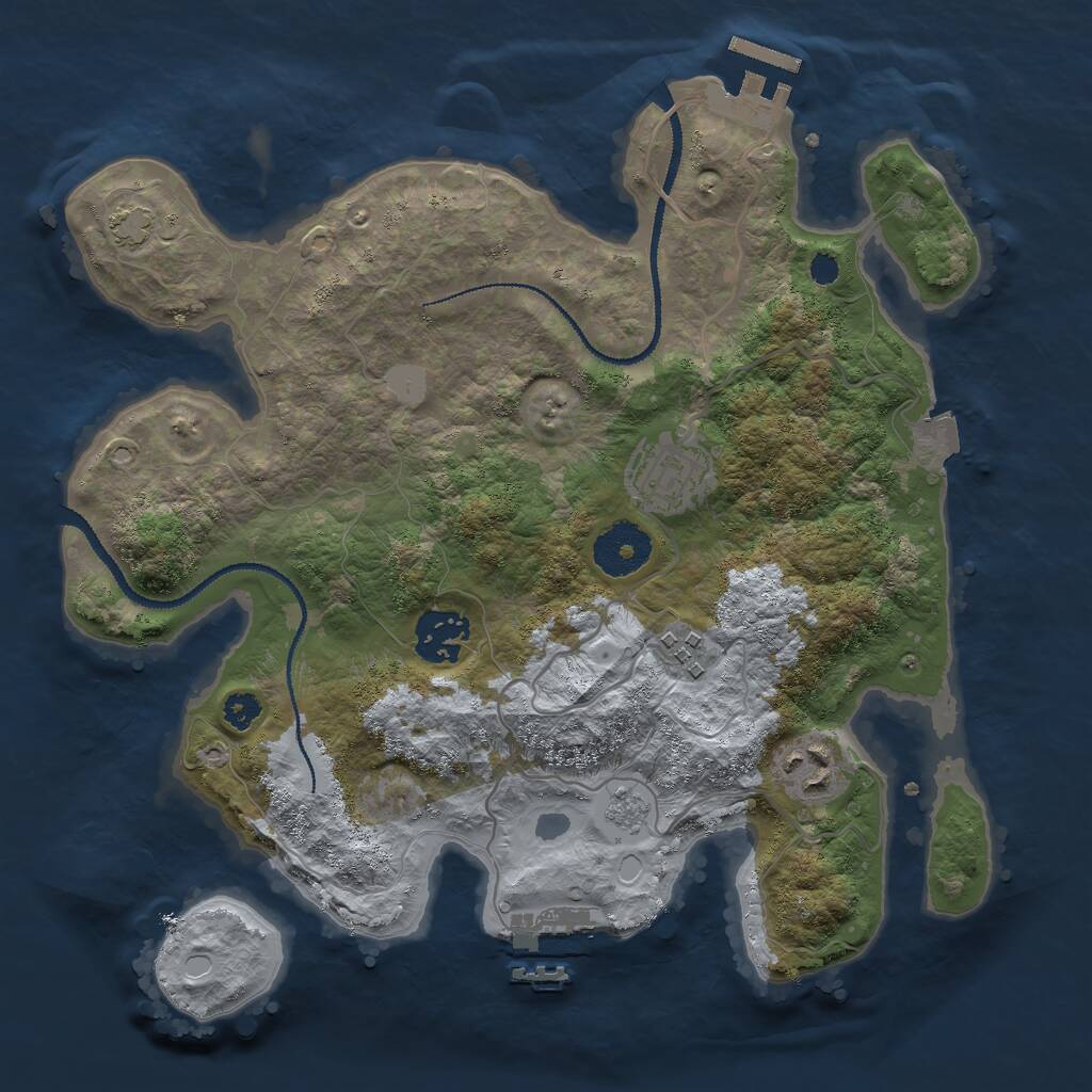 Rust Map: Procedural Map, Size: 3000, Seed: 883819, 9 Monuments