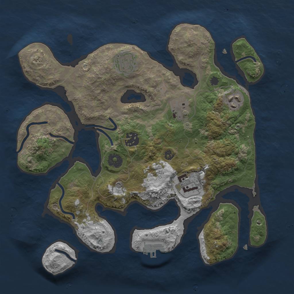 Rust Map: Procedural Map, Size: 3000, Seed: 883819, 9 Monuments