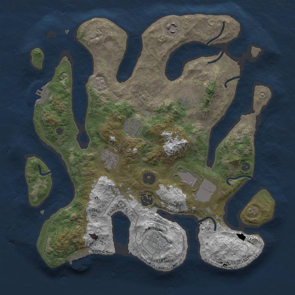 Rust Map: Procedural Map, Size: 3500, Seed: 2313, 13 Monuments