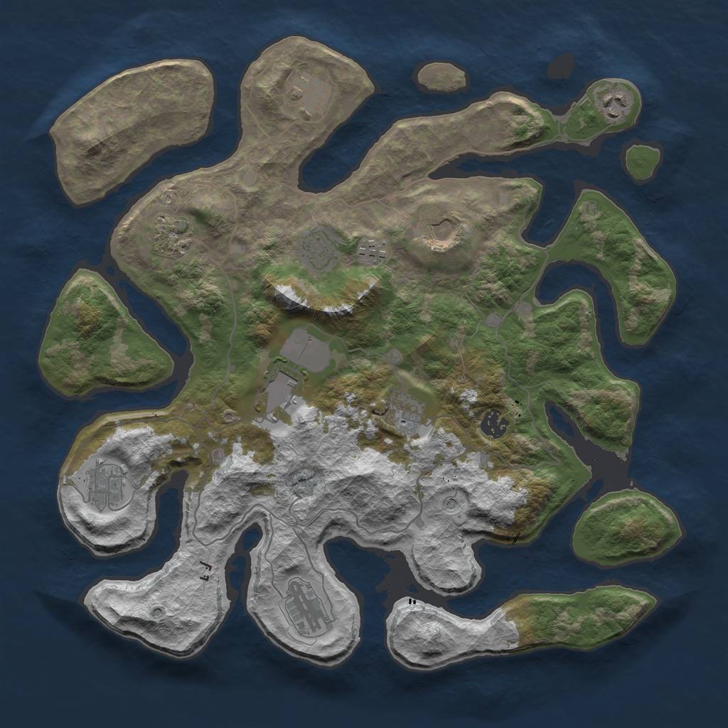 Rust Map: Barren, Size: 4000, Seed: 1067051907, 14 Monuments