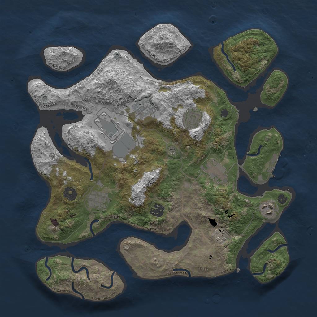 Rust Map: Procedural Map, Size: 3500, Seed: 458682410, 12 Monuments