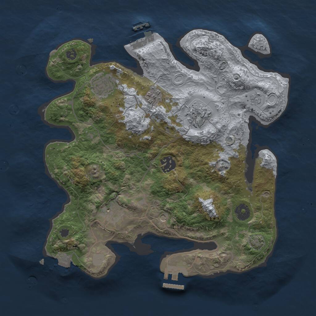 Rust Map: Procedural Map, Size: 3000, Seed: 2422723, 11 Monuments