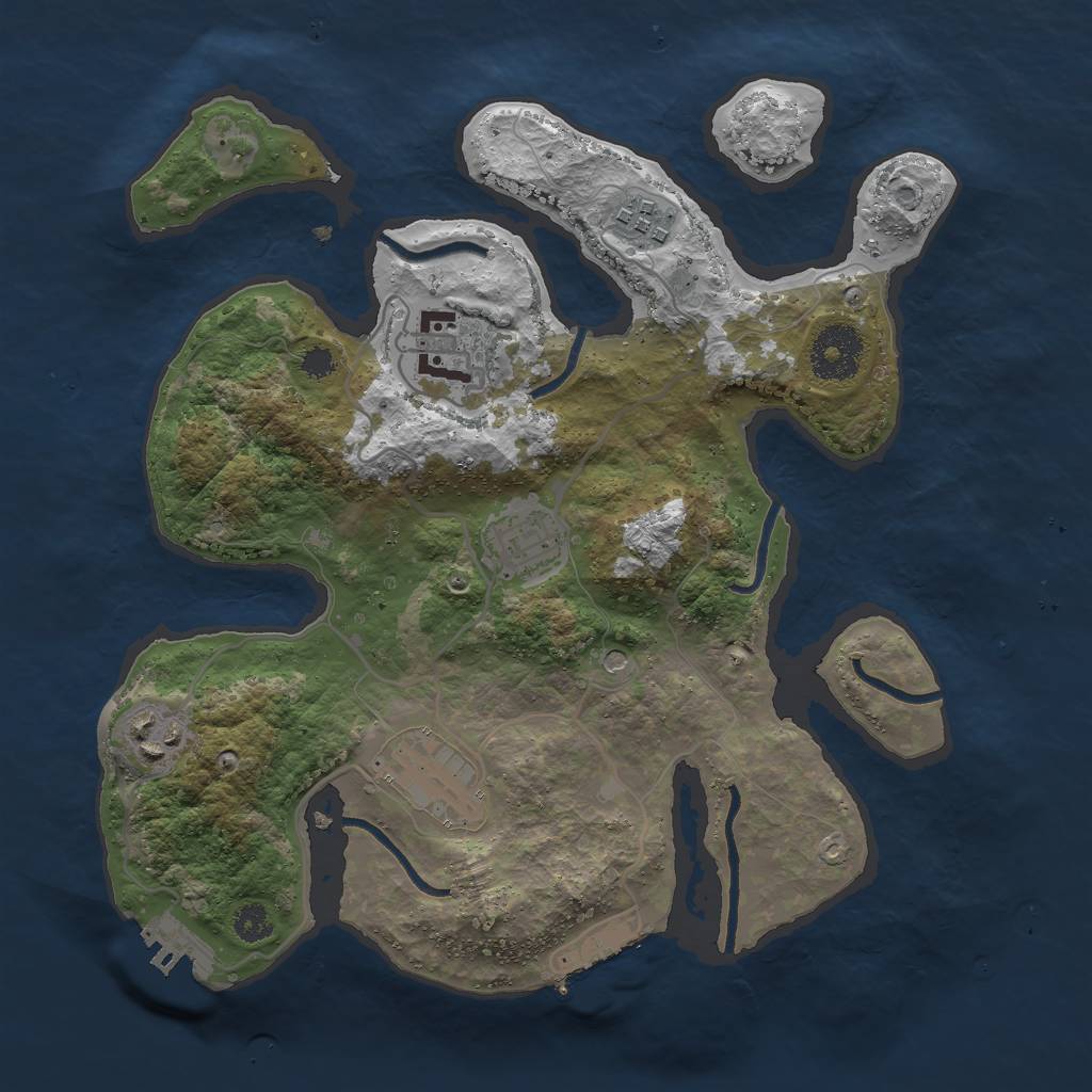 Rust Map: Procedural Map, Size: 3000, Seed: 407908, 10 Monuments